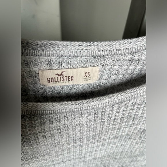 Hollister Sweater Mens Medium Gray Casual Pullover Waffle Knit - Picture 2 of 4
